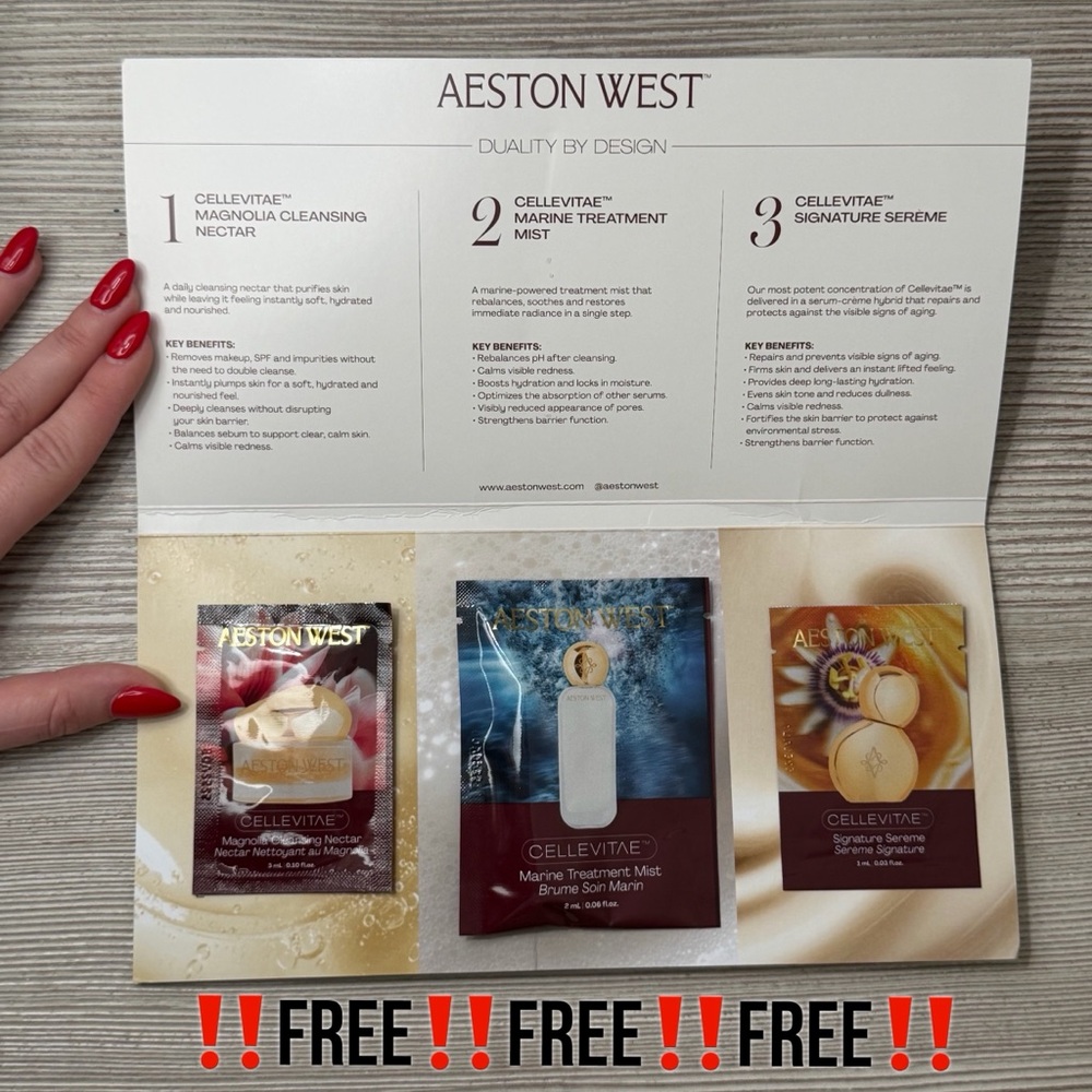 ‼️FREE‼️Aeston West The Art Of Skin Care Cellevitae  daily cleanser,mist,serum